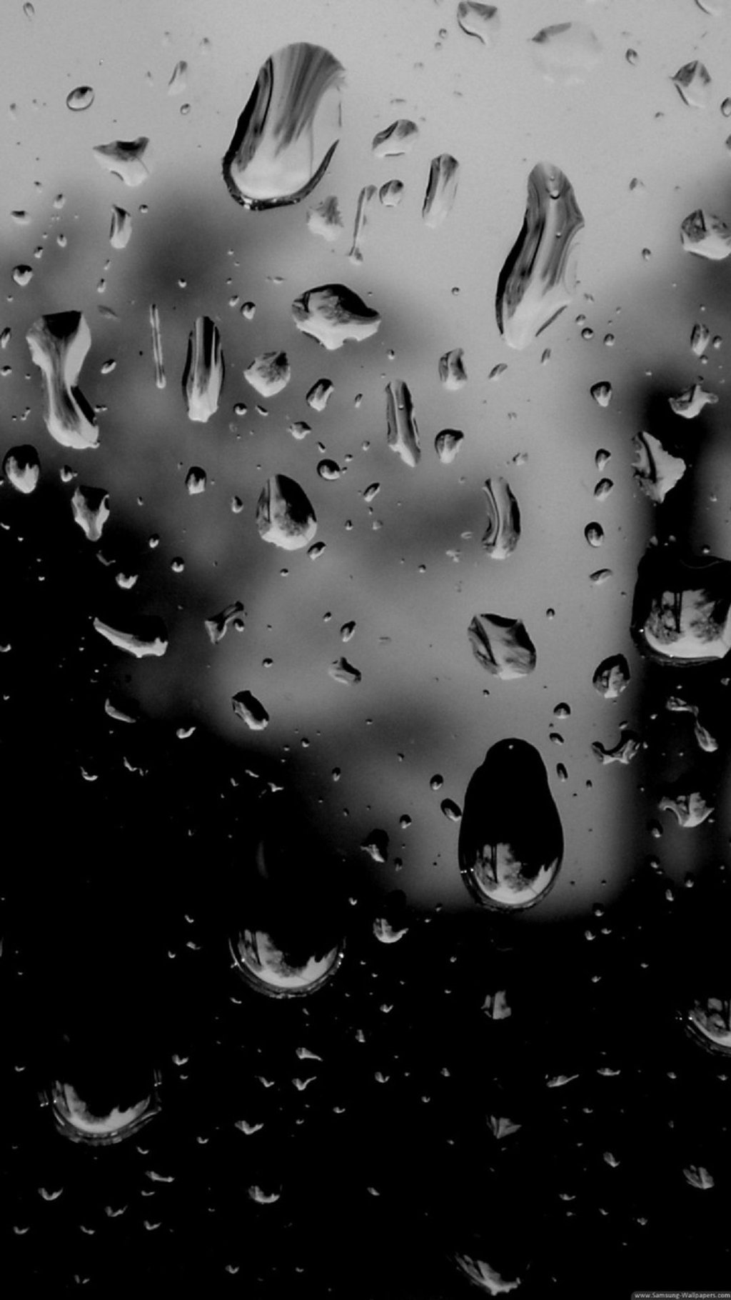 Black And White Raindrops On Gla