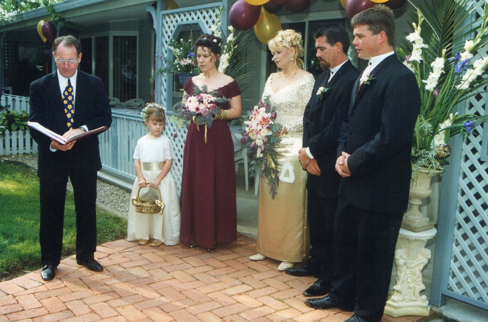 10 Allan jnr & Kim Wright with friends on their wedding day.jpg
